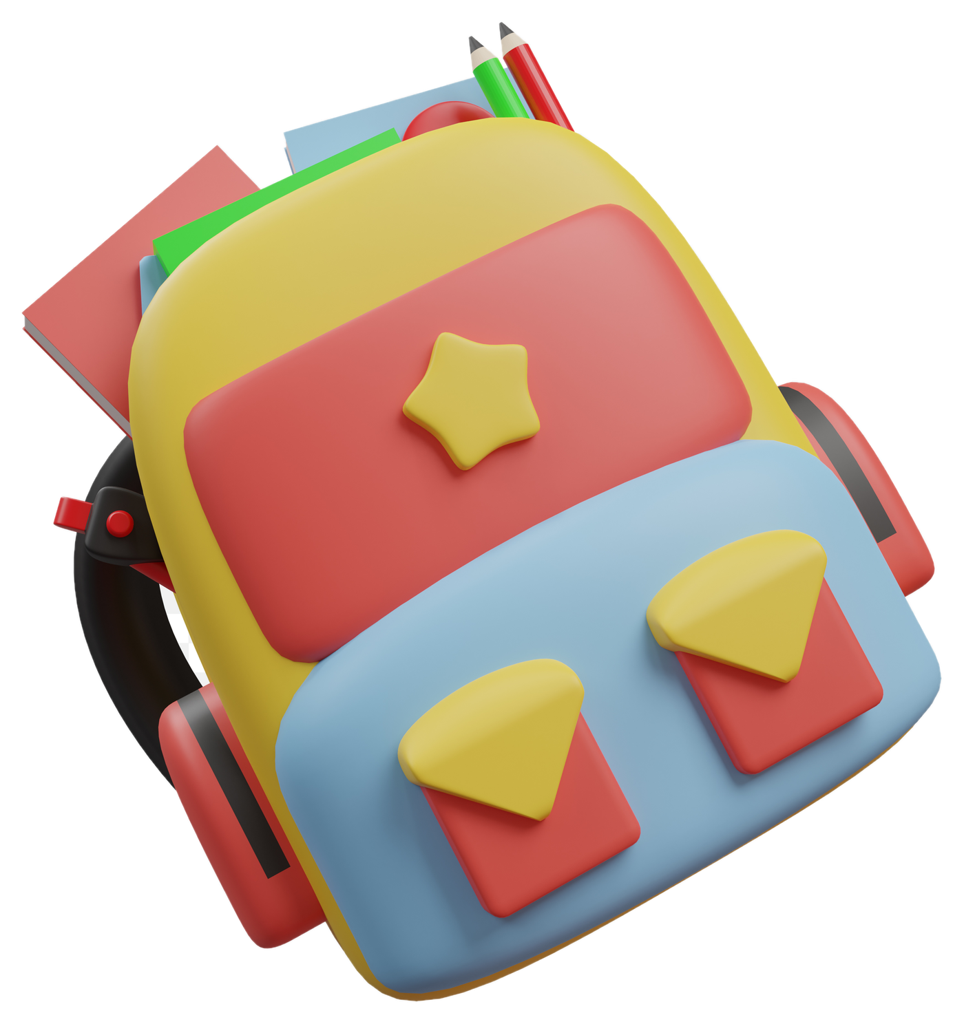 3D illustration of a school backpack